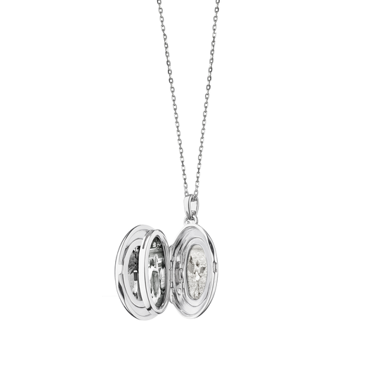 まきぉ✨ Four Image Lockets Silver and White Sapphire Pendant